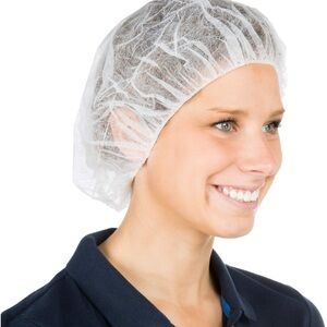 NWT Cleaing 24" Disposable Bouffant Cap, White Hair Nets for Food Service, 100ct